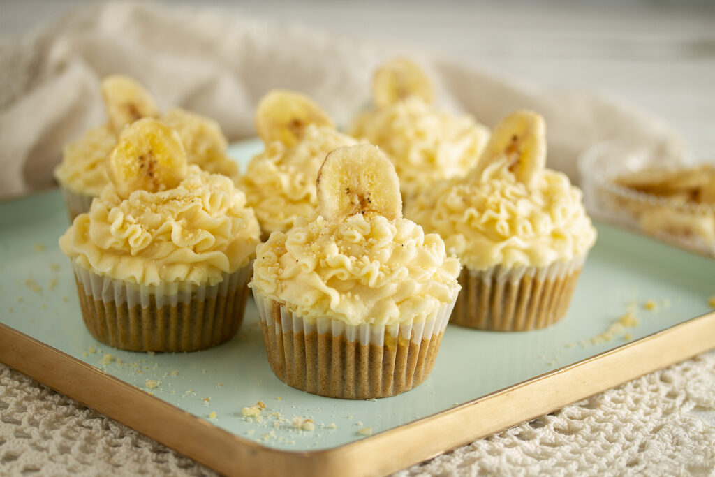 Vegan, gluten-free, dairy-free banana-cream cupcakes