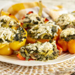 Gluten-Free & Vegan Cheesy Spinach & Artichoke Stuffed Peppers
