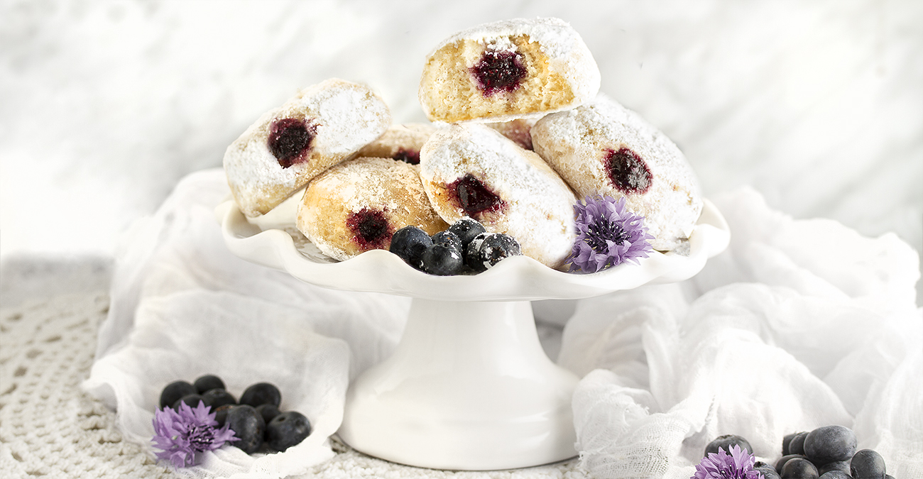 Gluten-free, vegan and Dairy Free Baked Blueberry Stuffed Donuts