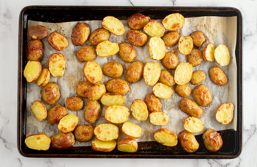 Roasting the potatoes