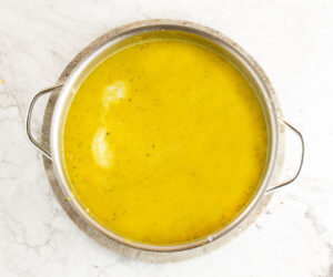 Simmering lentil soup